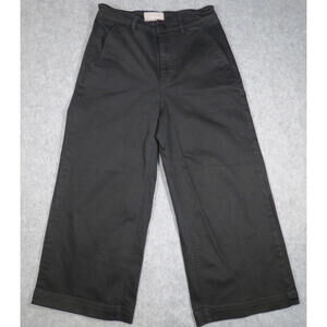 Everlane Jeans Womens Black Wide Cropped Short Denim High Rise Stretch Size 4